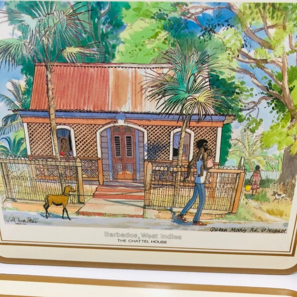 VTG Barbados Chattel Houses Place Mats Set of 4 Cork Pimpernel NEW 7.5 x 8.5 - Picture 6 of 8